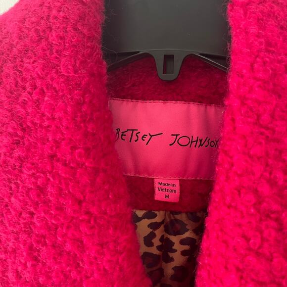 Betsey Johnson Pink Teddy Wool Peacoat Size Medium - Picture 3 of 6